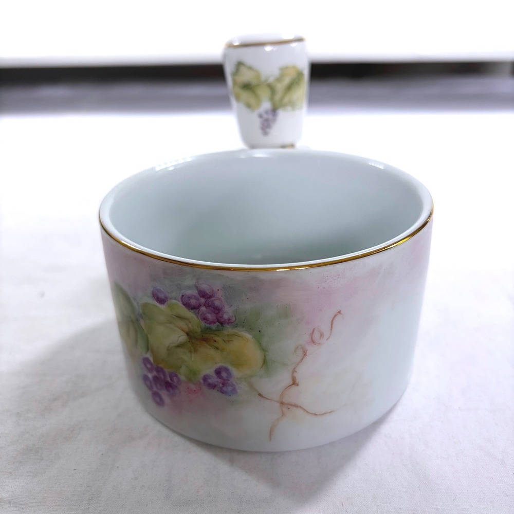 Hand Painted Porcelain Wine Coaster with Matching Grape Vine Cork Stopper Rare - Picture 5 of 13